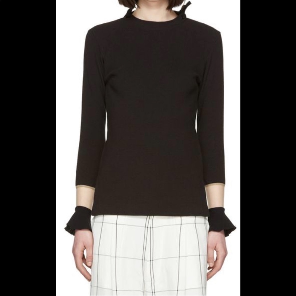 Toga Pulla ribbed tshirt with sheer panel on cuffs Sz Eu 40